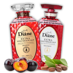 Moist Diane thickening shampoo bottle shows volumizing formula for fine hair