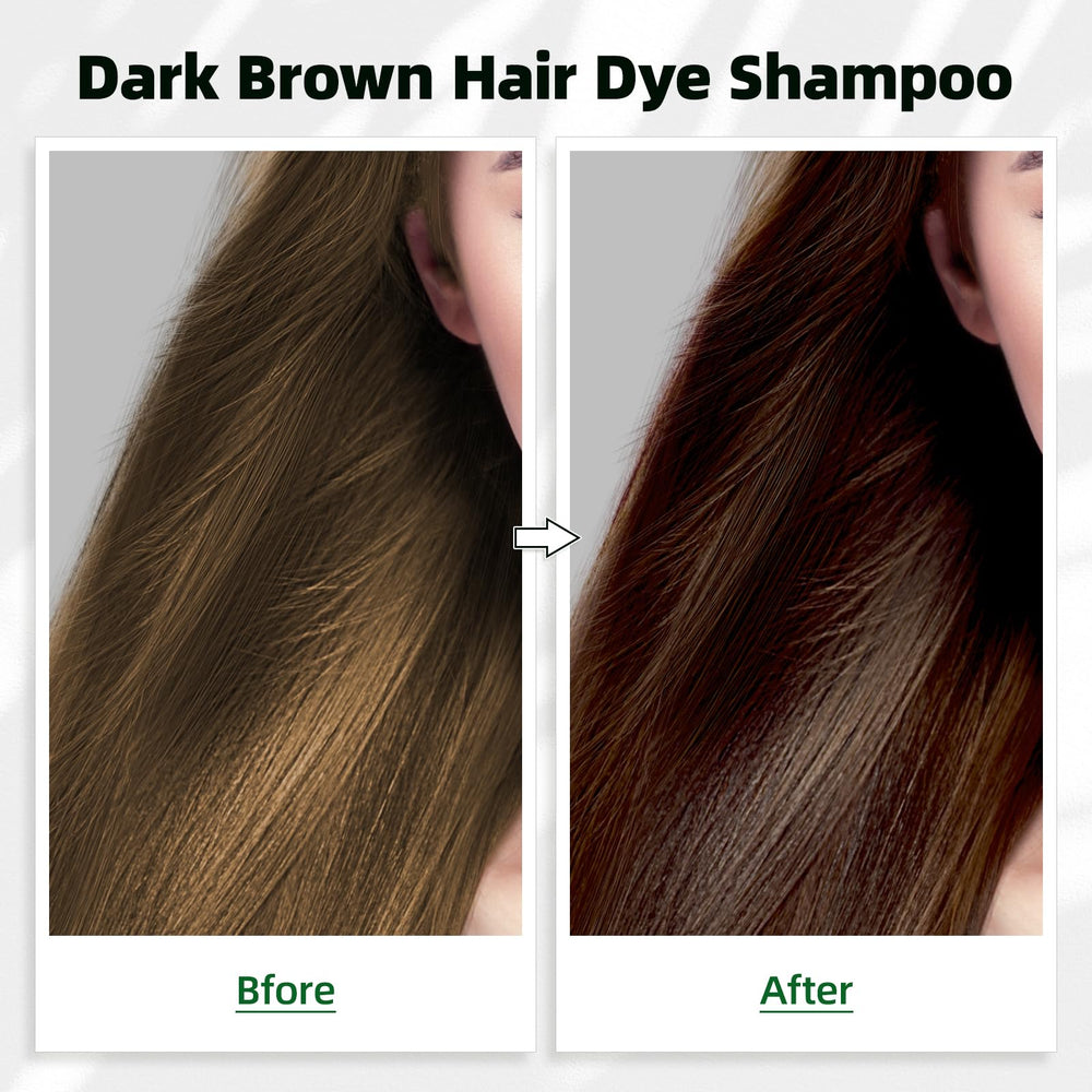 MOISTAR dark brown hair dye shampoo application demonstrates quick 15-20 minute transformation.