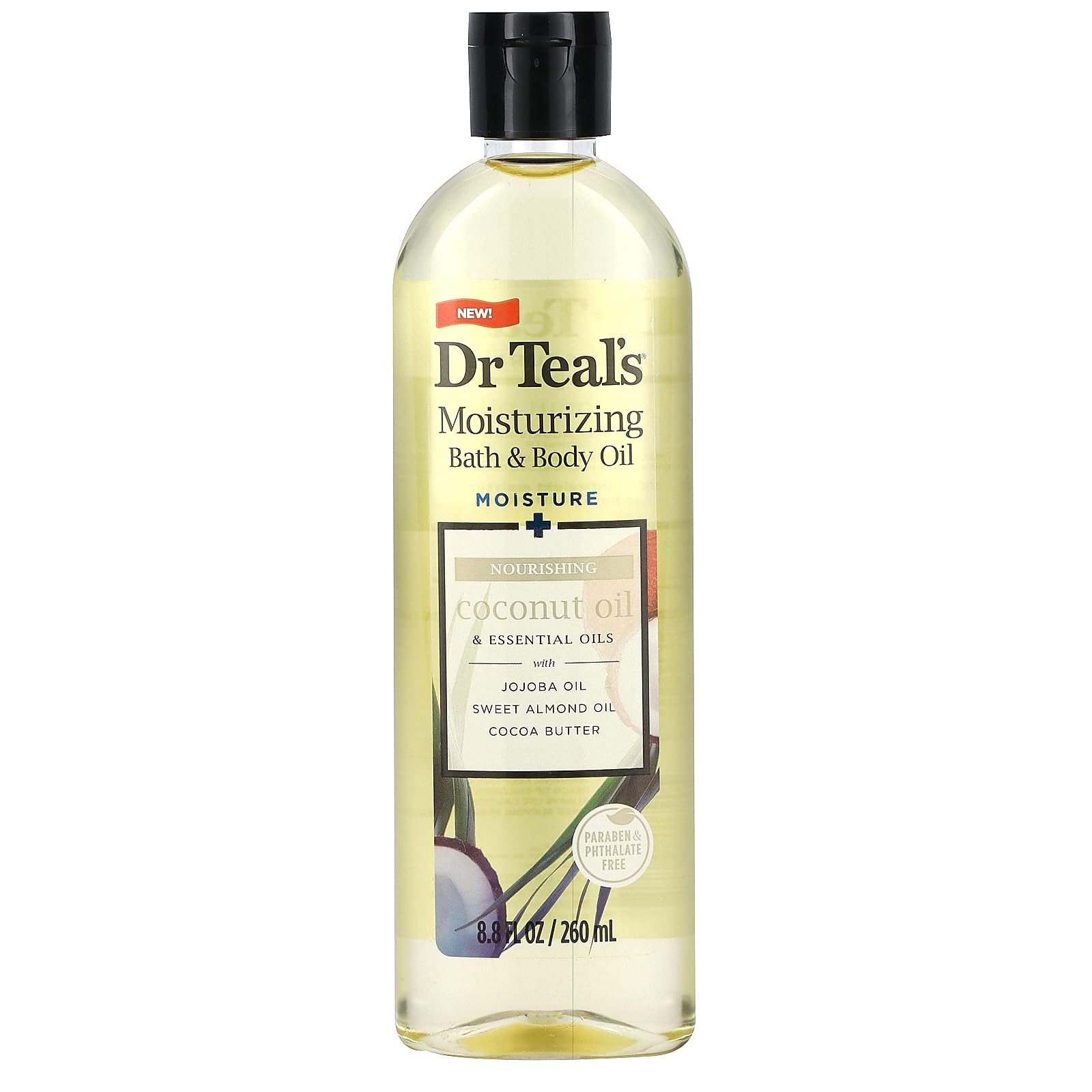 Moisturizing Nourishing Bath Oil bottle pour for quick skin hydration after shower.