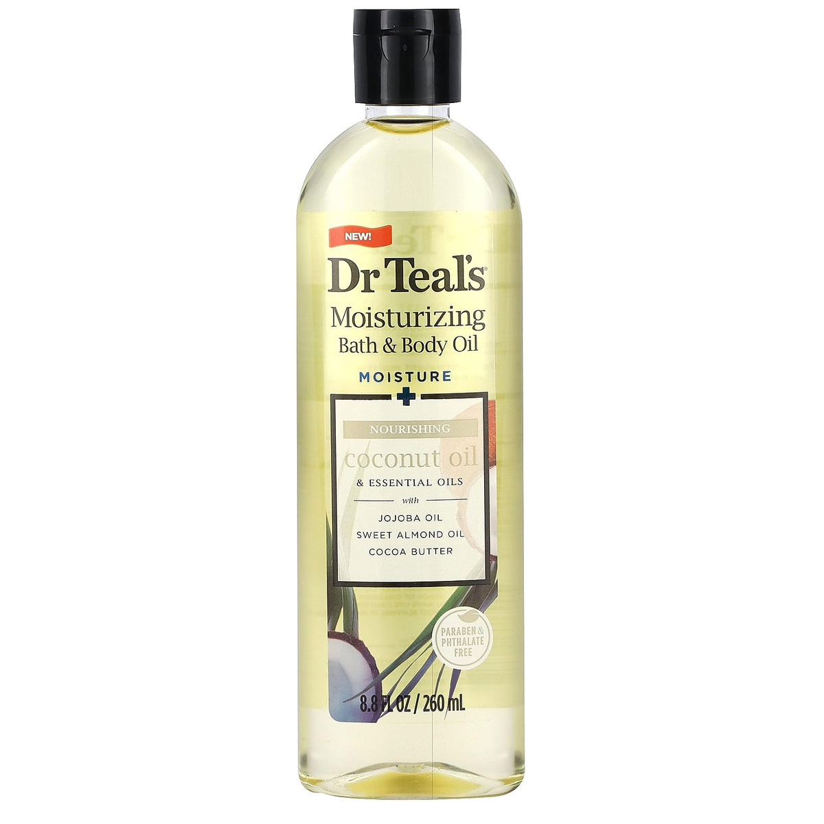 Moisturizing Nourishing Bath Oil bottle pour for quick skin hydration after shower.