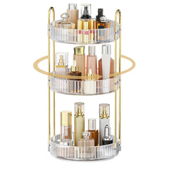 MOKANI 360 rotating organizer top view demonstrates easy cosmetics access.
