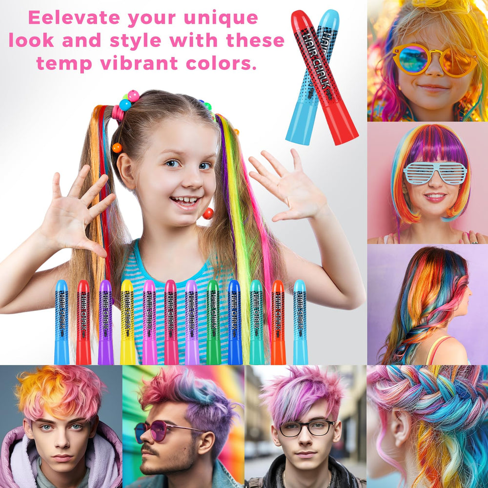 Mokasakiso hair chalk on dark hair adds vivid color without residue.