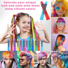 Mokasakiso hair chalk on dark hair adds vivid color without residue.
