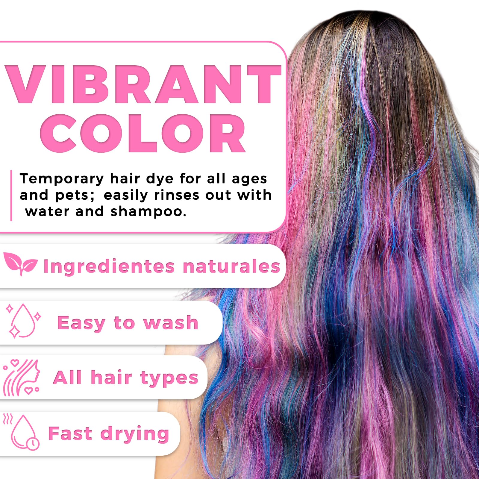 Mokasakiso hair chalk on light hair shows bright color payoff.