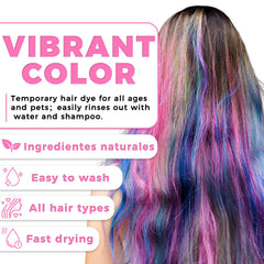 Mokasakiso hair chalk on light hair shows bright color payoff.