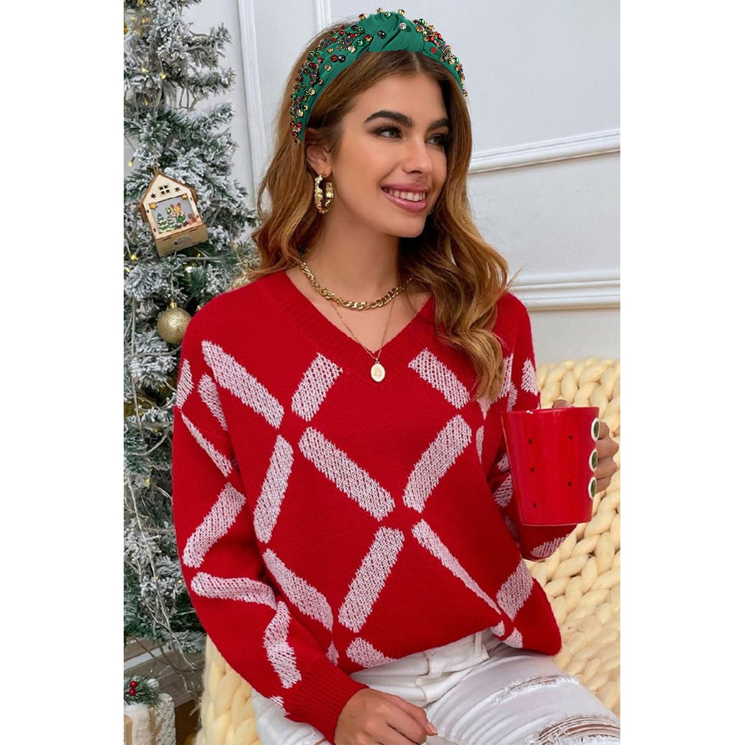 mokkia christmas headband with Xmas bow charm for a charming look.