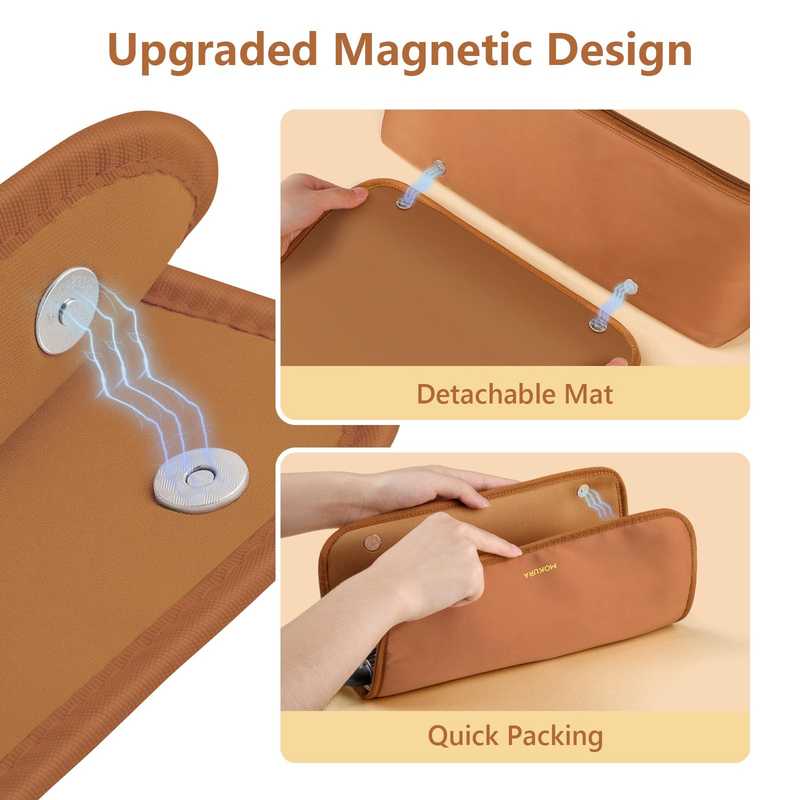 MOKURA travel bag fits up to 14-inch tools, offering spacious organization.
