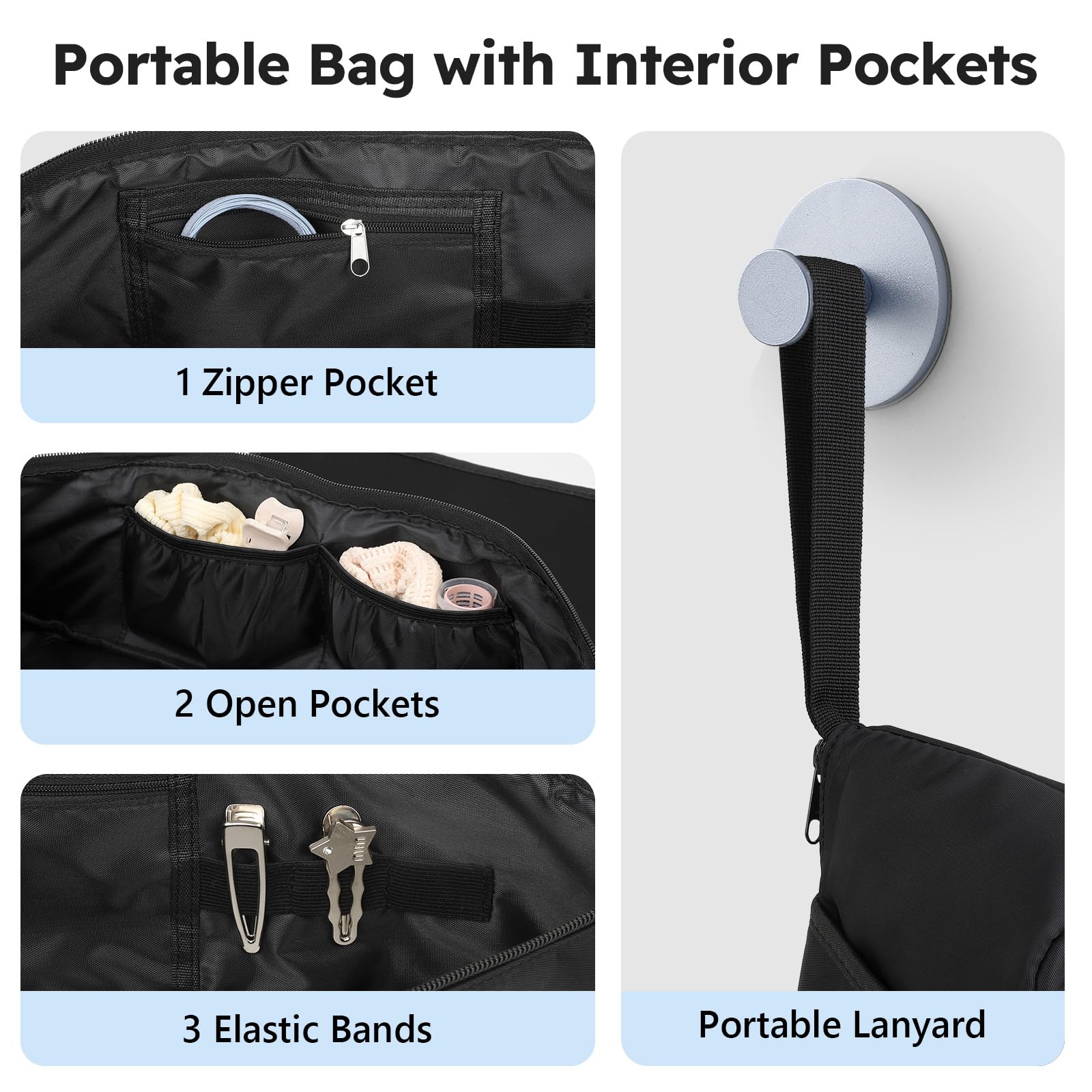 MOKURA organizer pockets and elastic bands keep hair tools neat and accessible