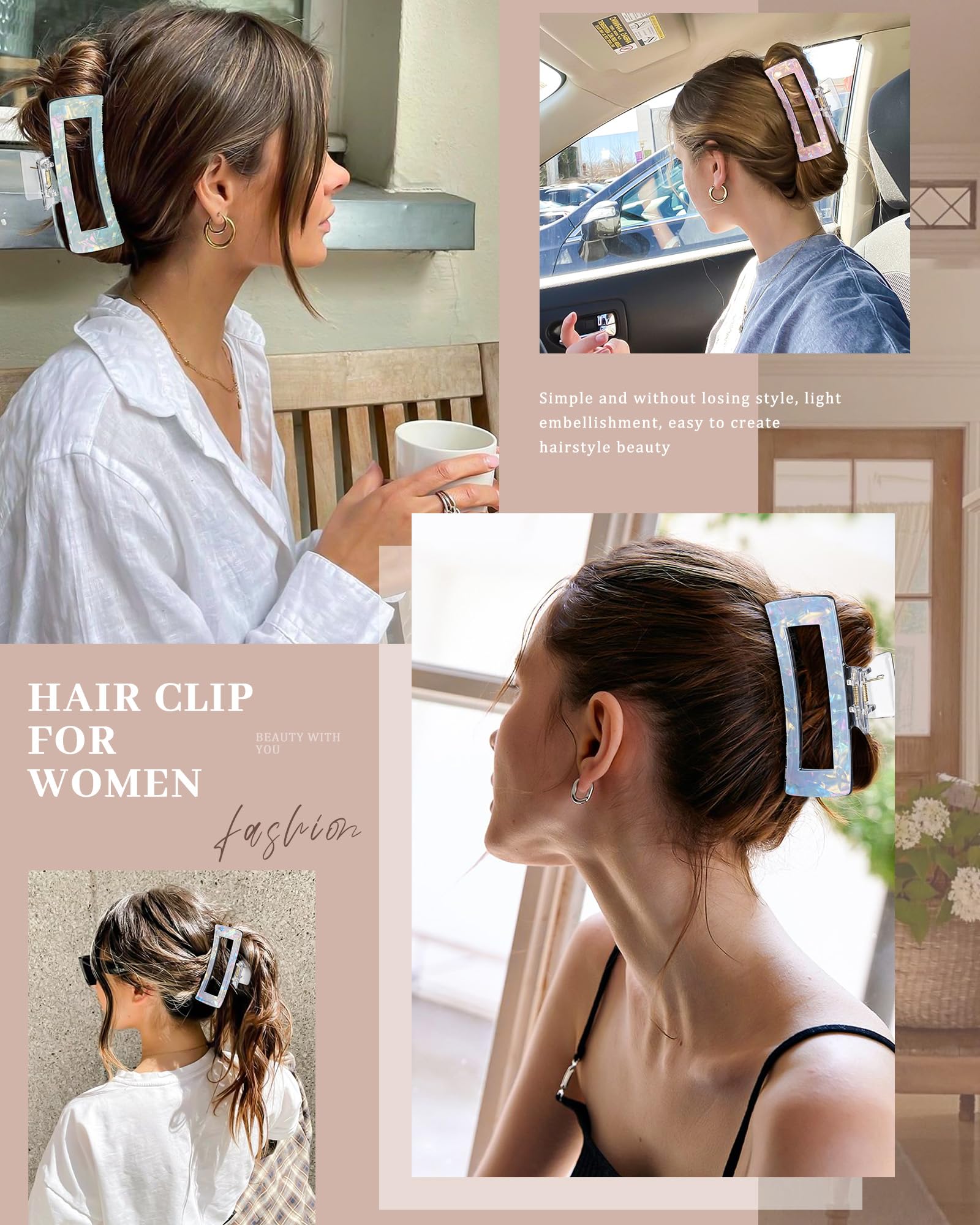 Molans acrylic jumbo clip highlighting lightweight, durable material and shine
