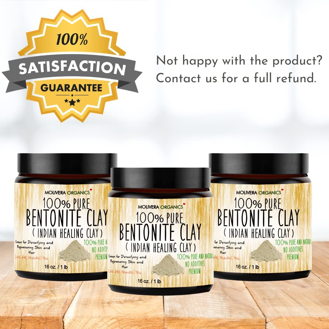 Molivera Organics bentonite clay face mask application for deep cleansing.