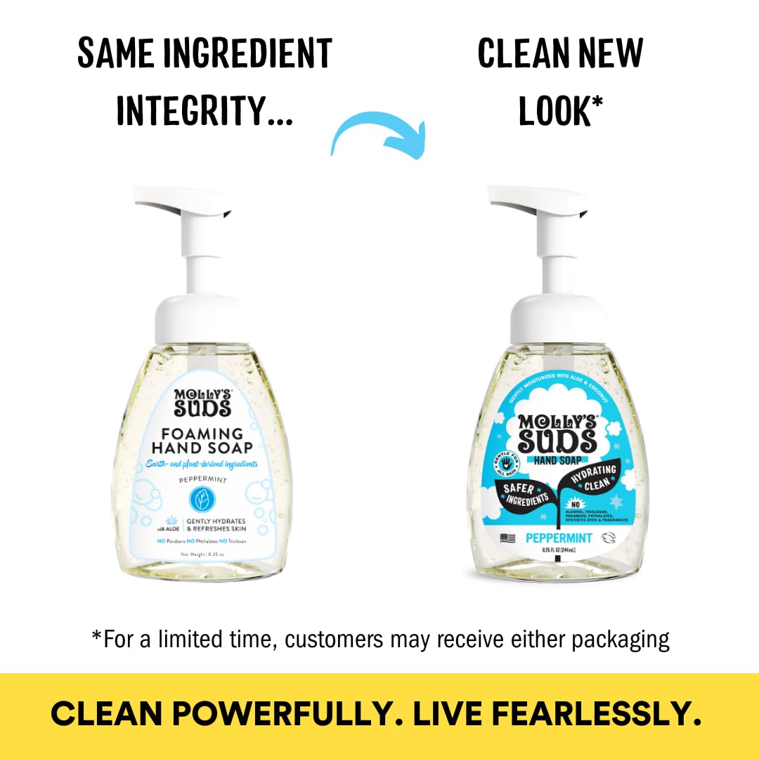 Molly's Suds foaming hand soap aloe coconut oil close-up highlights moisturizing formula