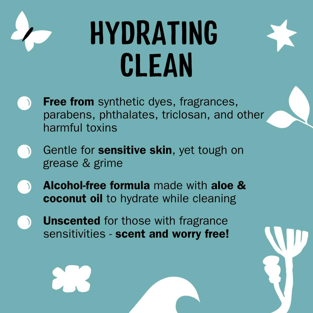 Molly's Suds unscented ingredients panel highlights absence of parabens and triclosan