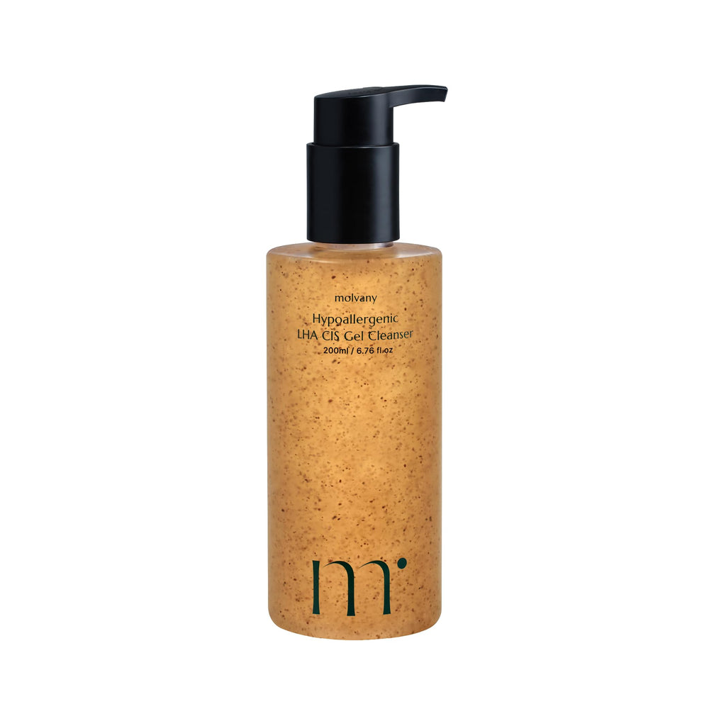 Molvany LHA CIS Gel Cleanser bottle close-up showing gentle daily cleansing.
