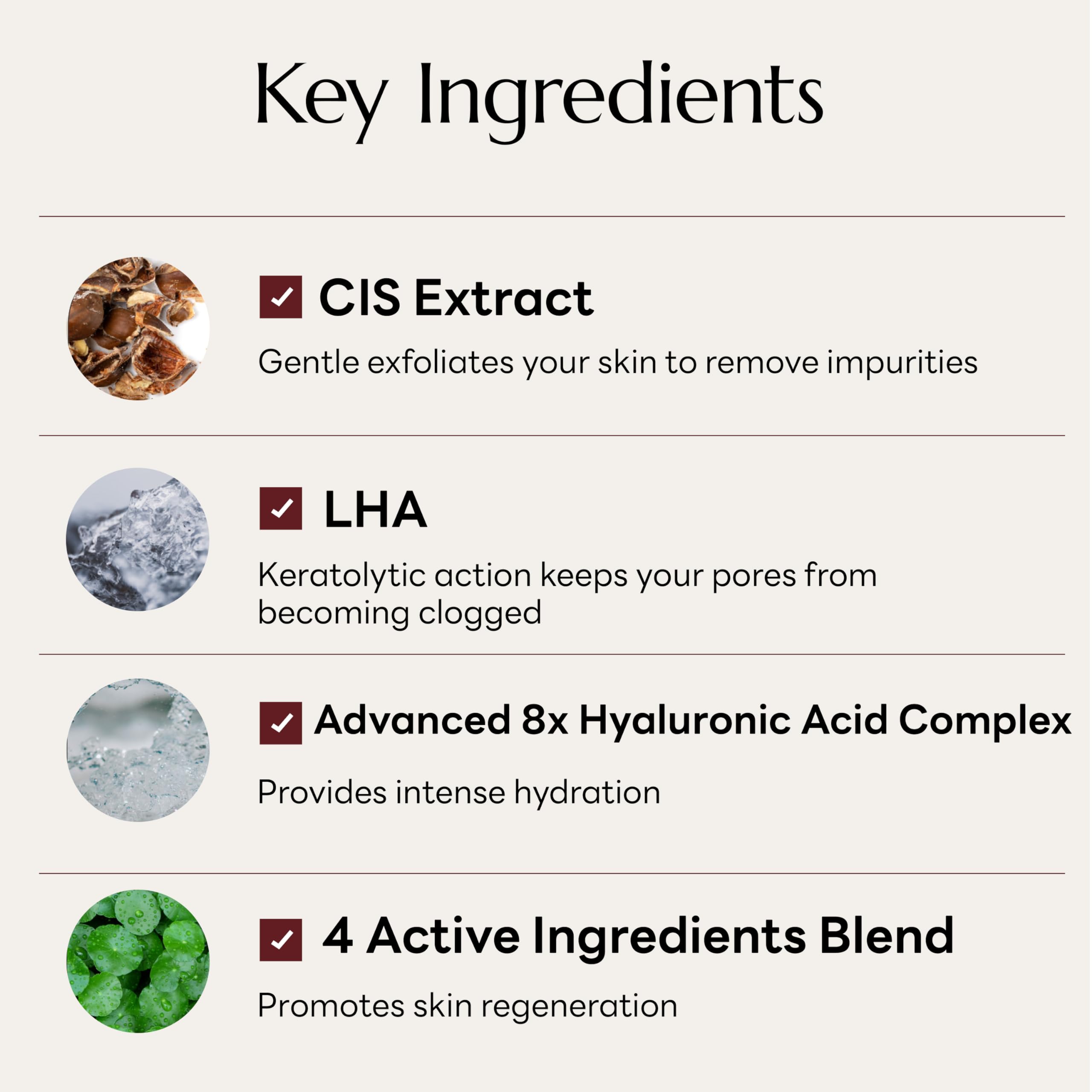 Molvany LHA CIS Gel Cleanser chestnut husk ingredient supports gentle cleansing.