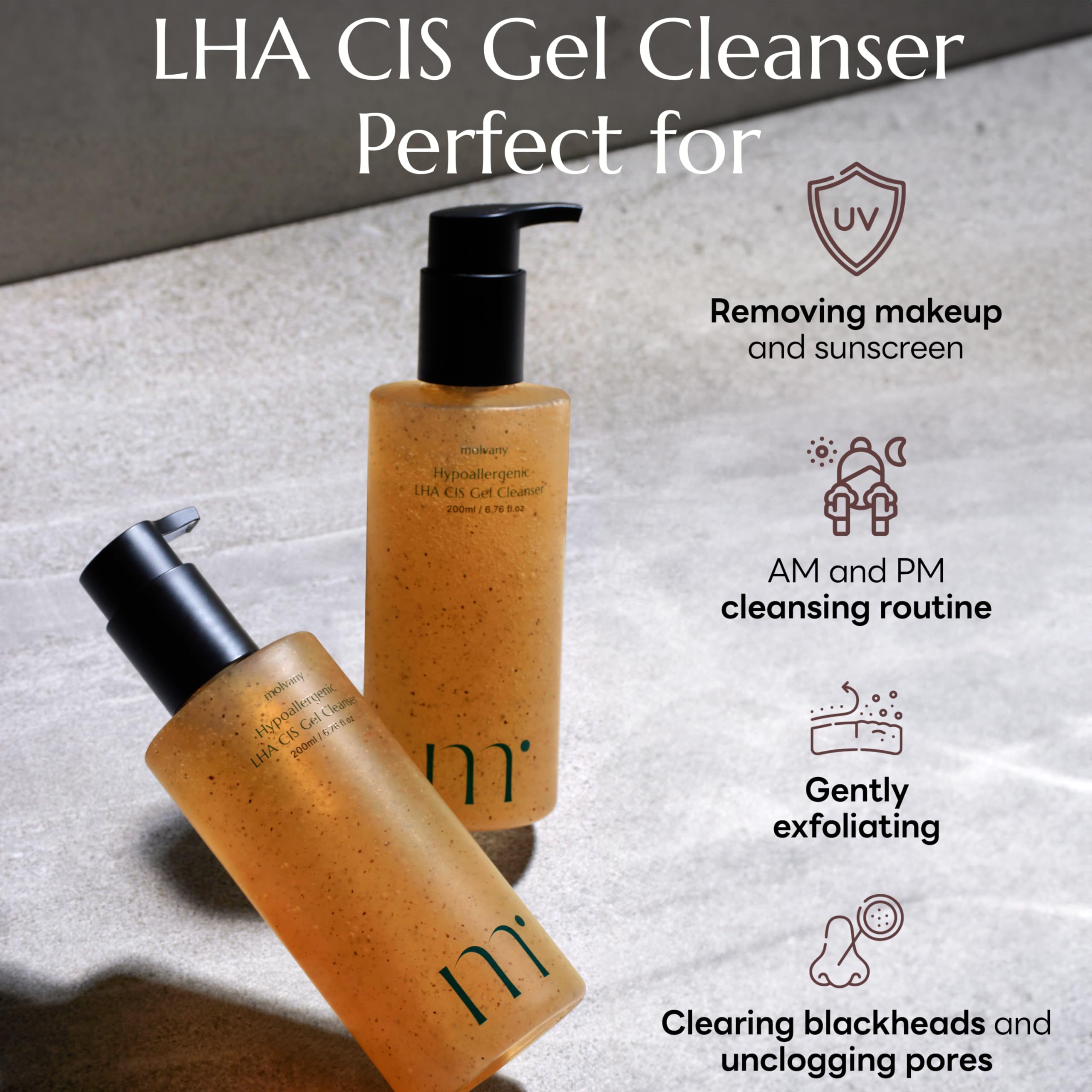 Molvany LHA CIS Gel Cleanser safe for daily use on all skin types.
