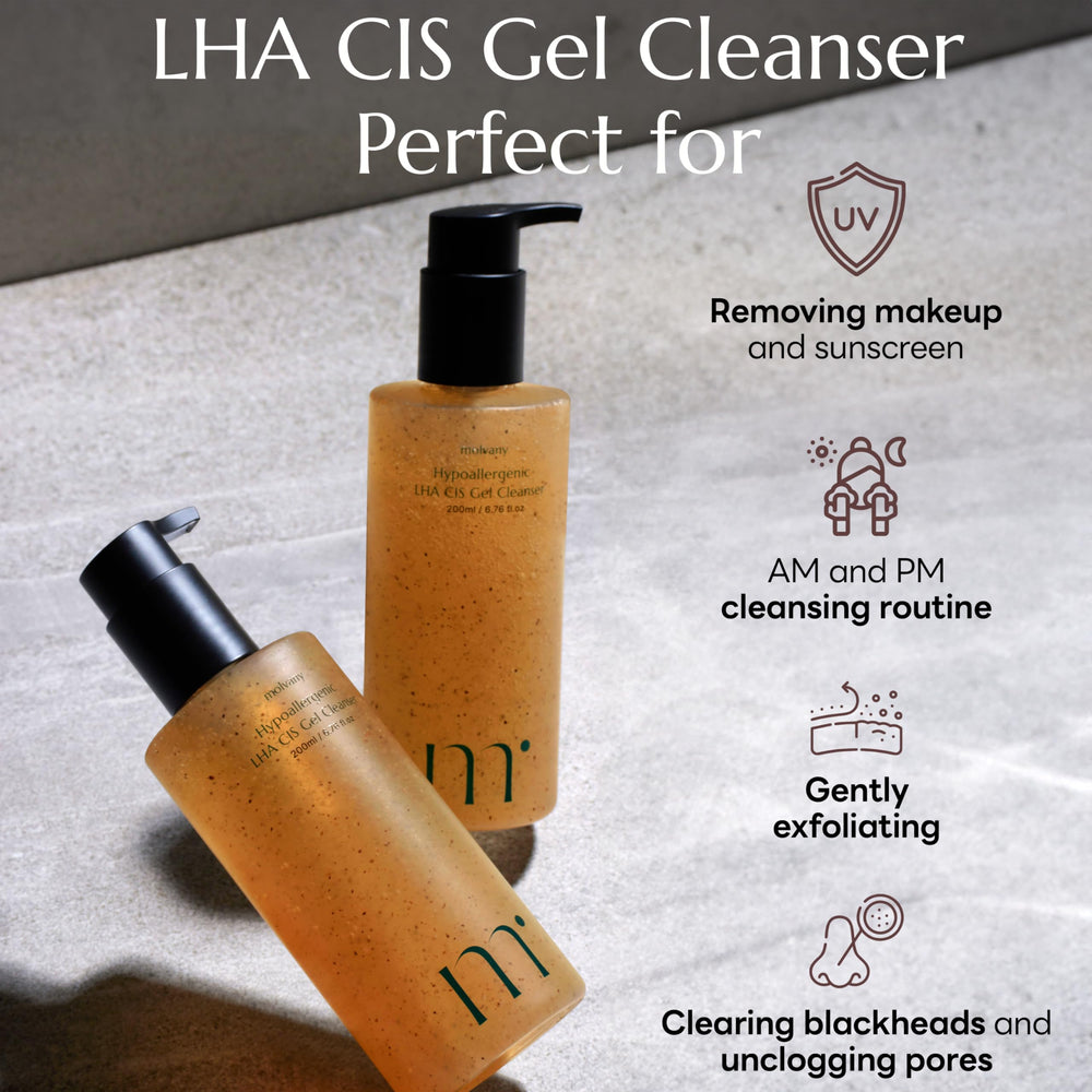 Molvany LHA CIS Gel Cleanser safe for daily use on all skin types.