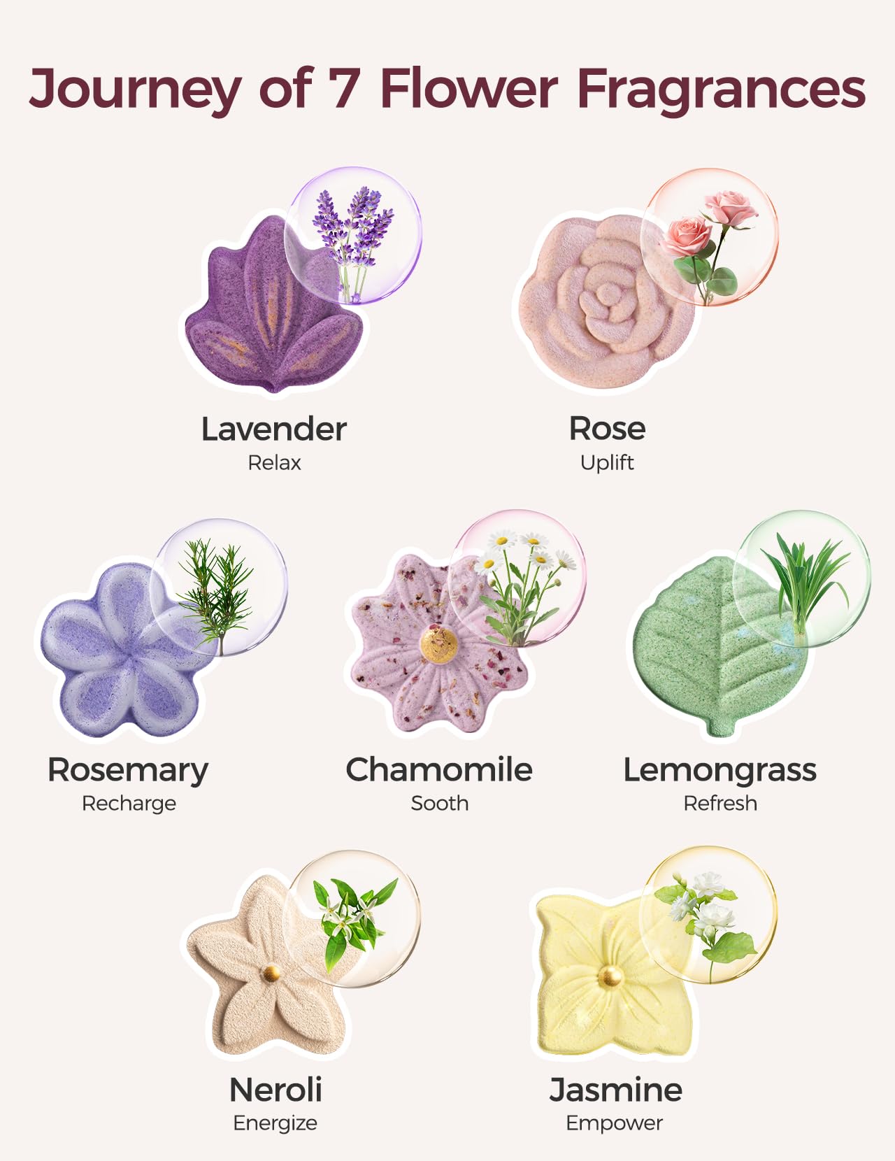 Momcozy lavender petal shape steamers for calming bath time routine.