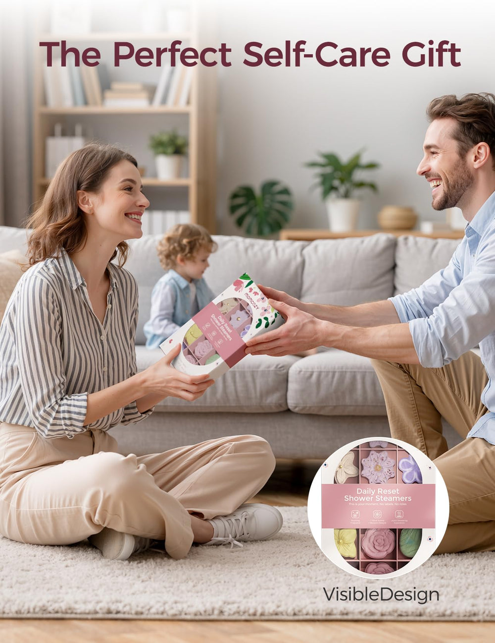 Momcozy lily scent steamers for calming shower experience.