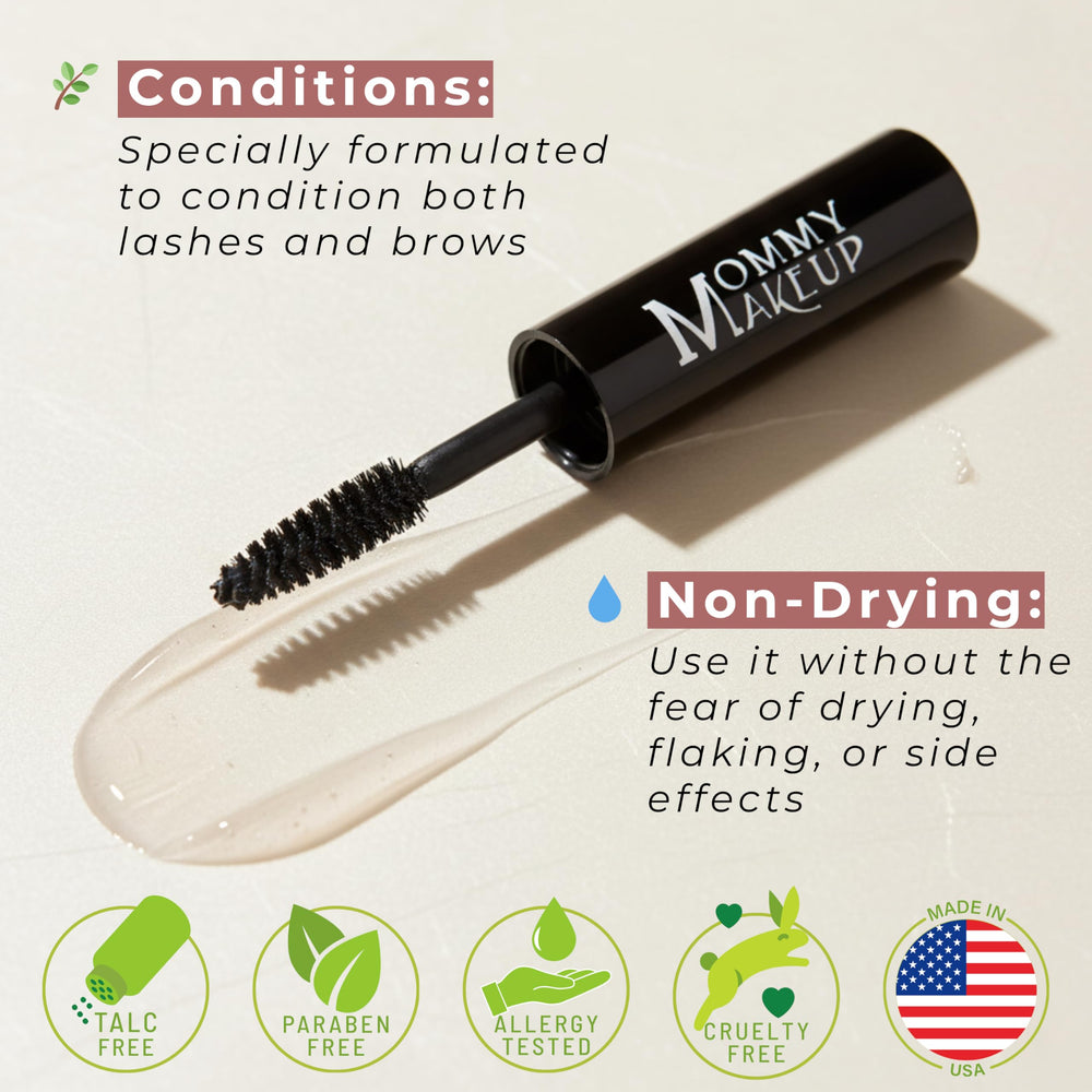 Mommy Makeup Lash Shield Top Coat brows-seal demonstrates extended wear on brows.
