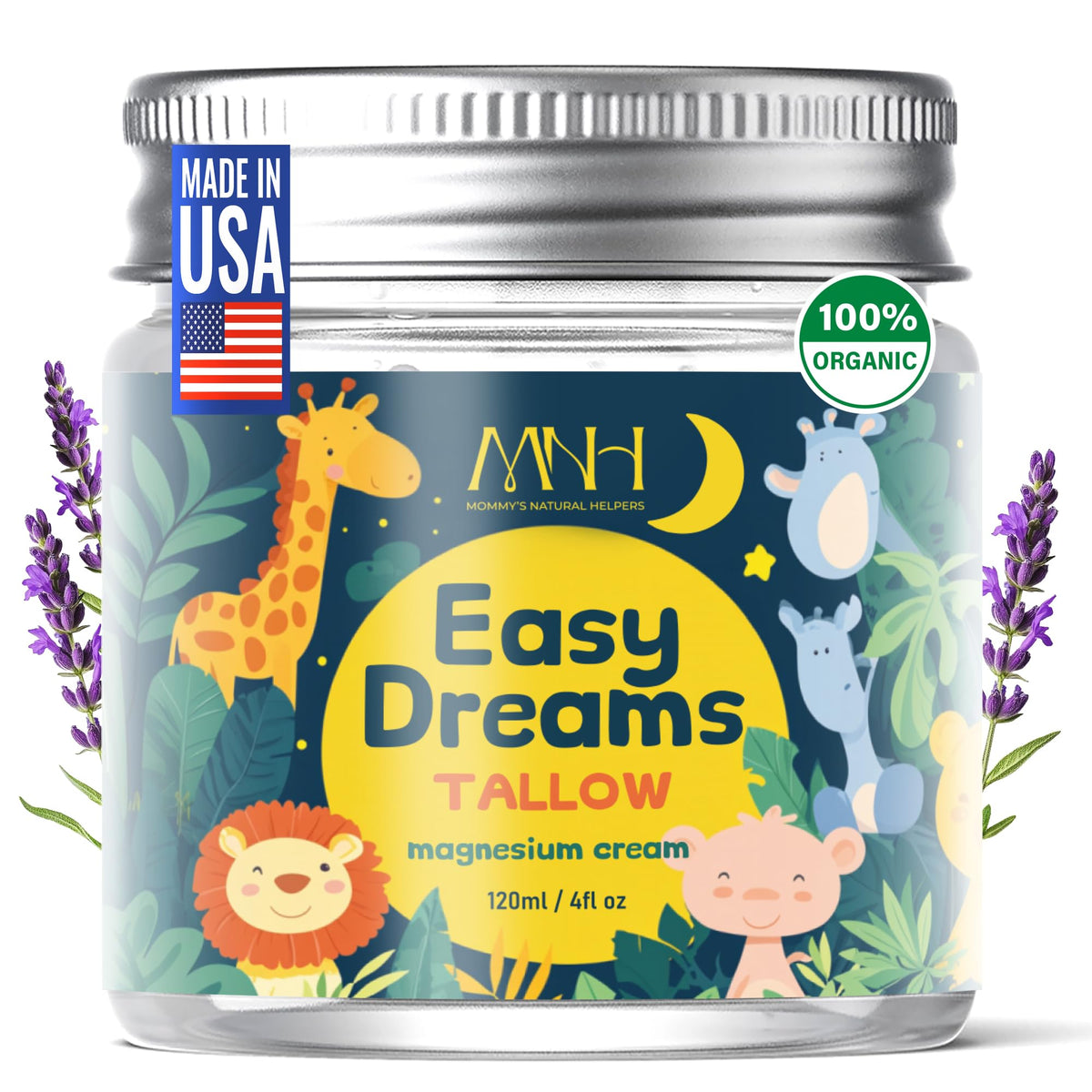 Mommy's Natural Helpers magnesium lotion kids bottle for bedtime routine with lavender calming scent