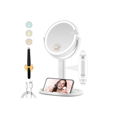 MOMOKUBA makeup mirror with lights shows 1x/20x magnification for precise detail work