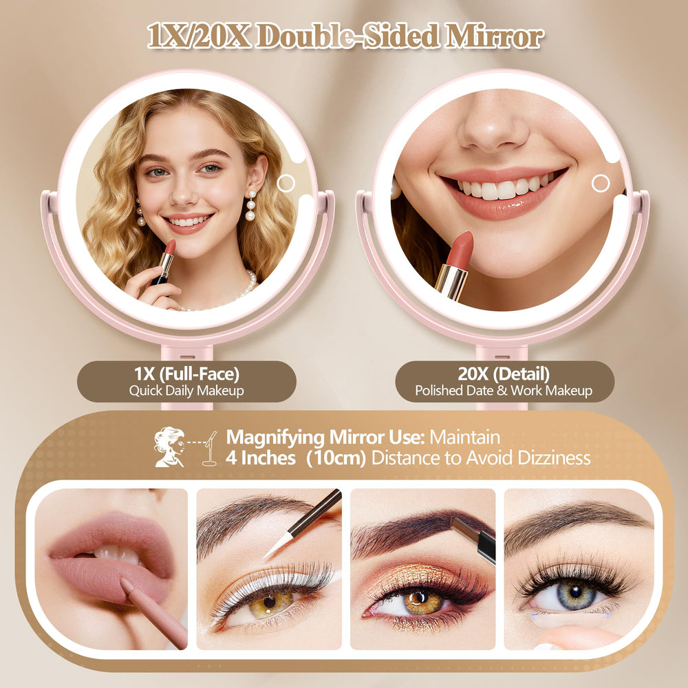 Momokuba makeup mirror lights features 360 rotation for versatile angles.