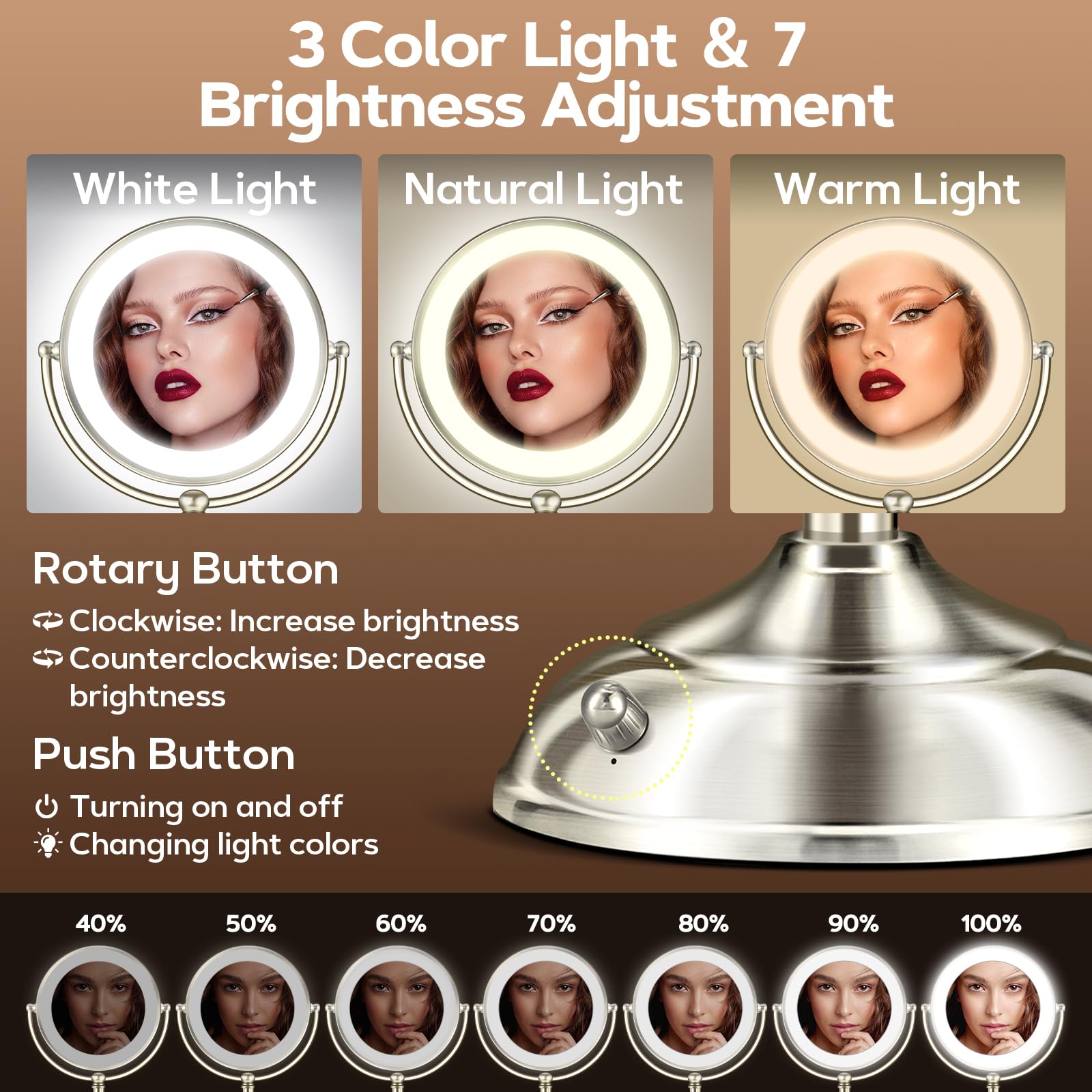 MOMOKUBA rotating two-sided mirror switches from standard to magnified view
