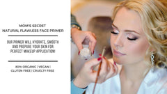 Mom's Secret primer under makeup finish image suggests longer-lasting color and wear.