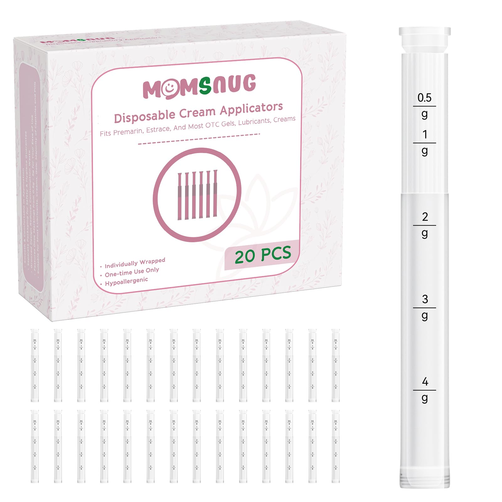 Aplicadores crema vaginal de Momsnug para una aplicación cómoda y limpia.