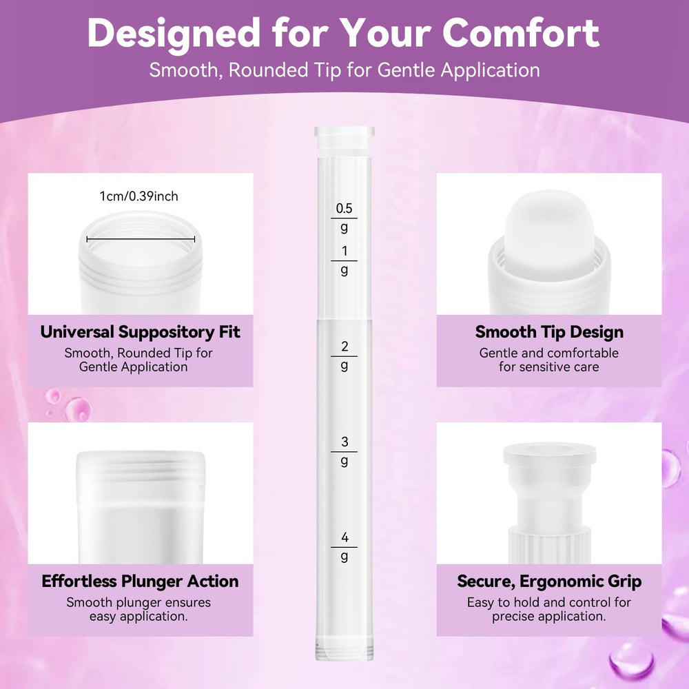 Aplicador vaginal Momsnug con dosis marcada para controlar la cantidad de gel.