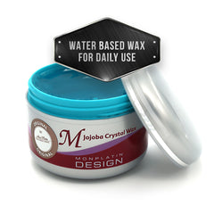Mon Platin Professional hair styling wax jar shows jojoba crystal sheen for a glossy finish