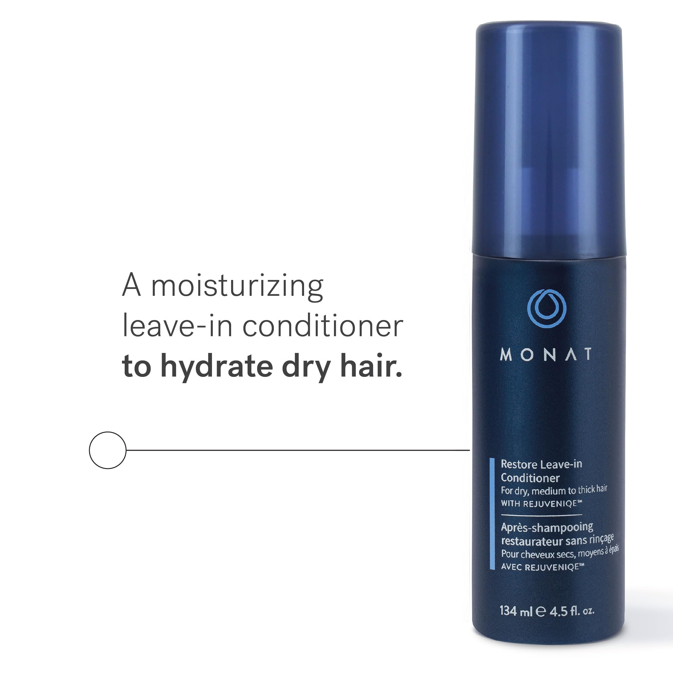 MONAT Balance Restore application dispense demonstrates easy, mess-free distribution for smooth styling.