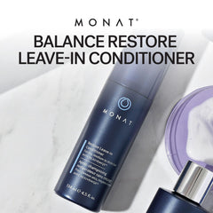 MONAT Balance Restore smooth-finish close-up highlights frizz-control and natural movement.