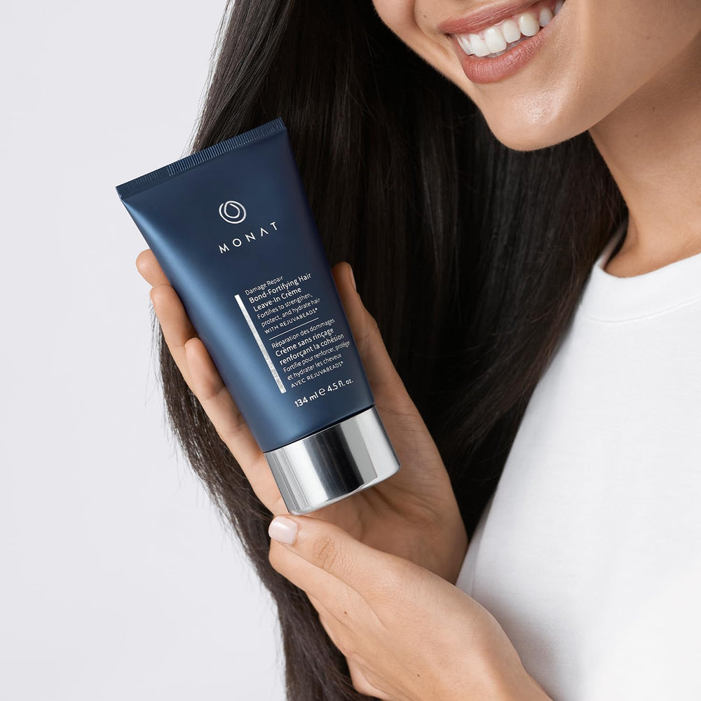 Strands glow with enhanced shine after MONAT Damage Repair Crème use.