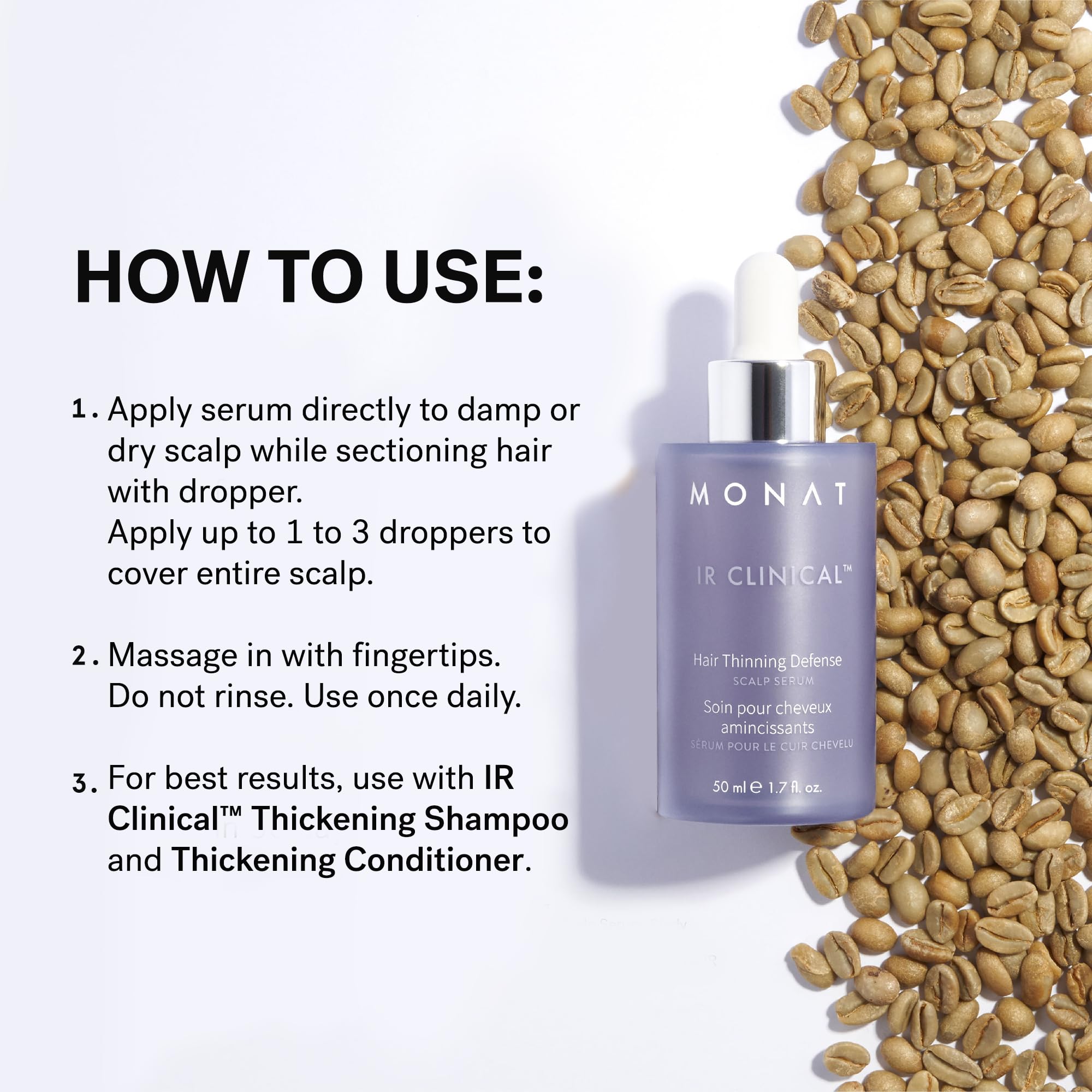 MONAT IR Clinical before-after density visual showing hair appearance improvement