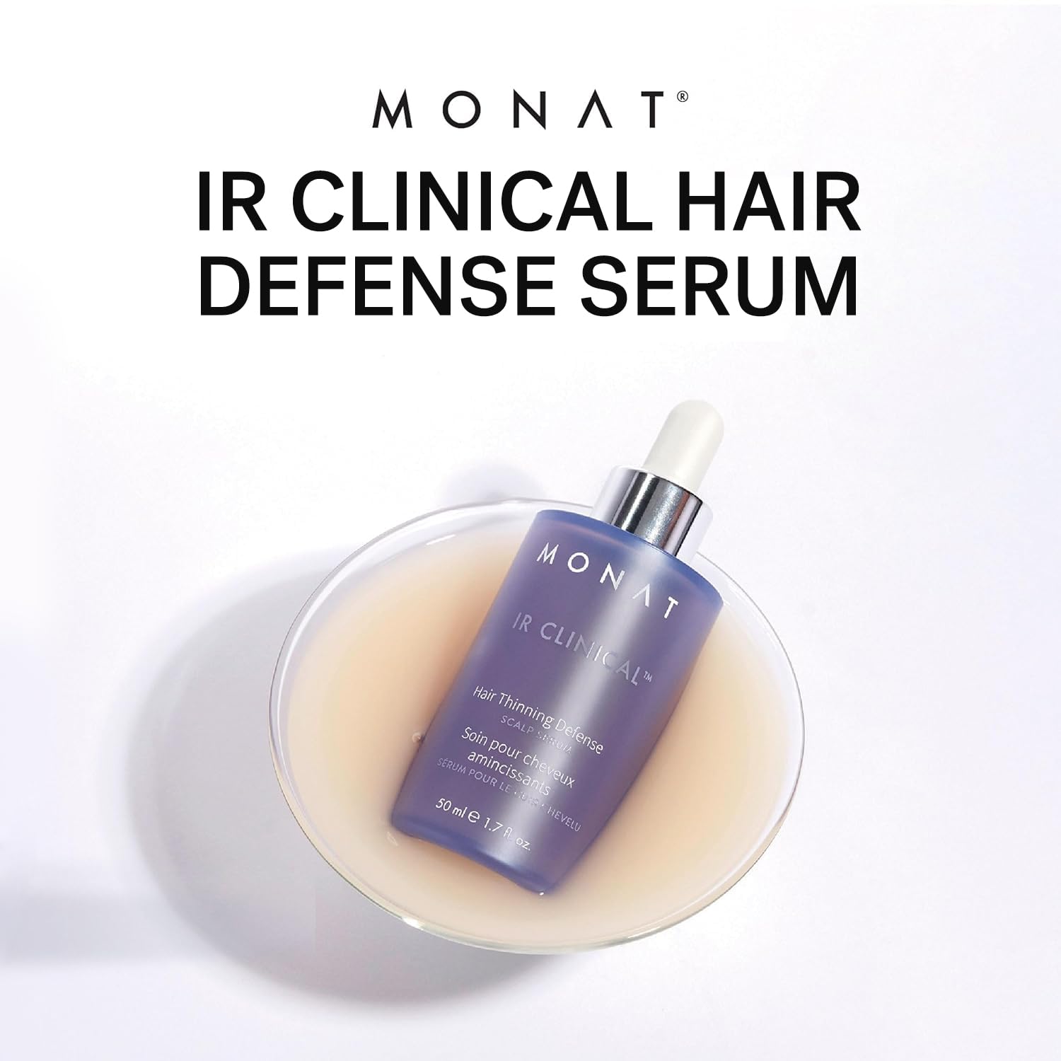MONAT IR Clinical drops on scalp during routine for refreshing self-care moment