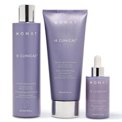 MONAT IR Clinical System thickening shampoo bottle highlighting volumizing cleanse for fuller-looking hair