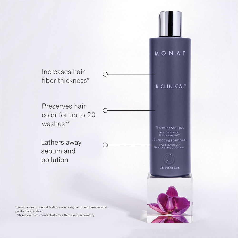 MONAT IR Clinical System thinning defense serum bottle focuses on scalp support and thicker-looking strands