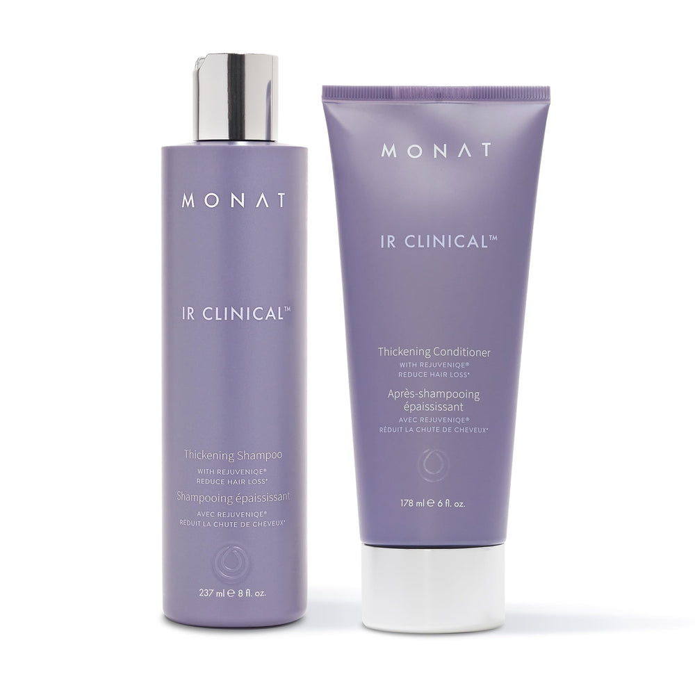 MONAT IR Clinical Thickening Shampoo bottle pour for a gentle, refreshing cleanse
