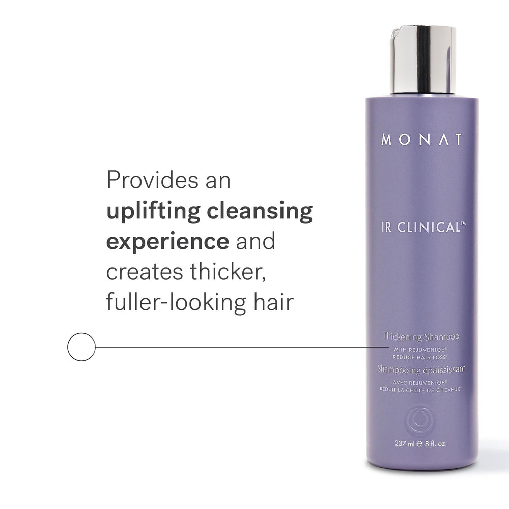 MONAT IR Clinical Thickening Shampoo packaging emphasizes clean, sulfate-free formula.