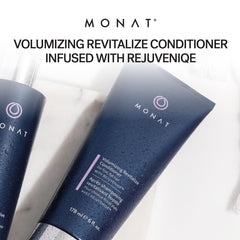 MONAT lightweight conditioner application foam demonstrates easy-apply texture for fine hair.