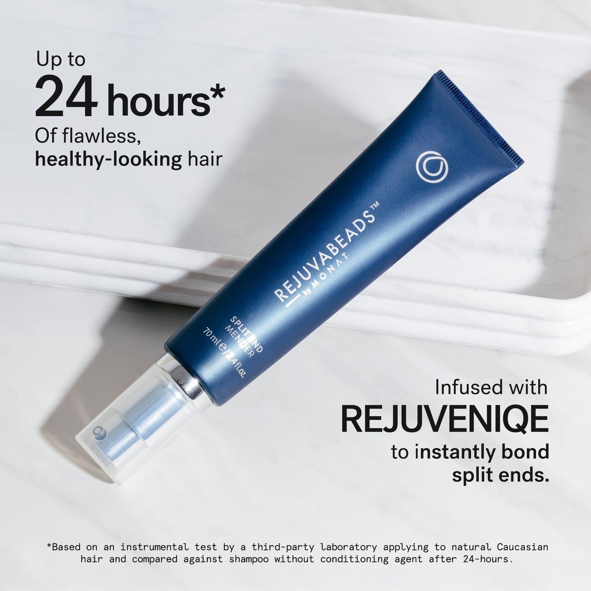 MONAT Rejuvabeads hair strands look silky with reduced frizz
