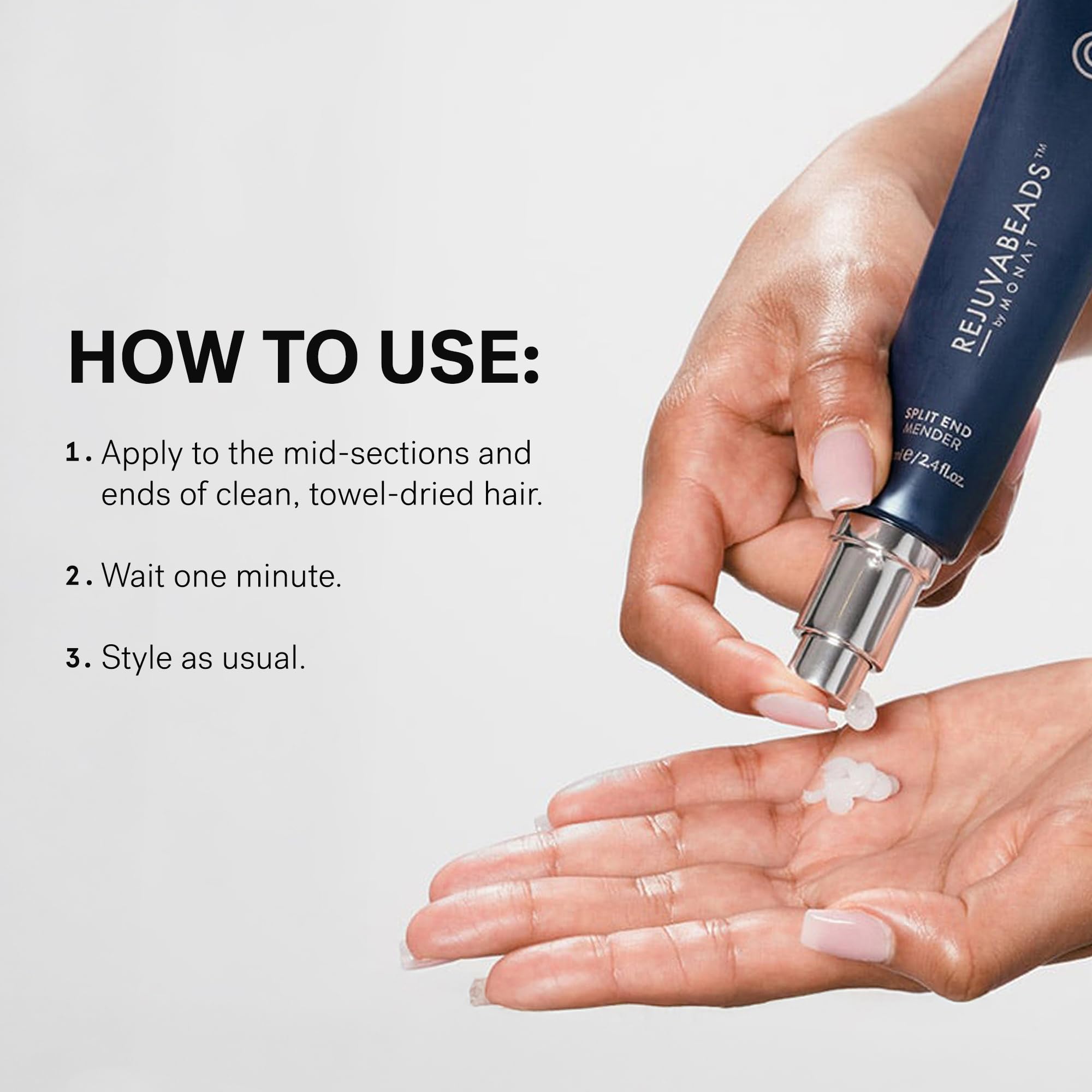 MONAT Rejuvabeads packaging box signals vegan, clean beauty