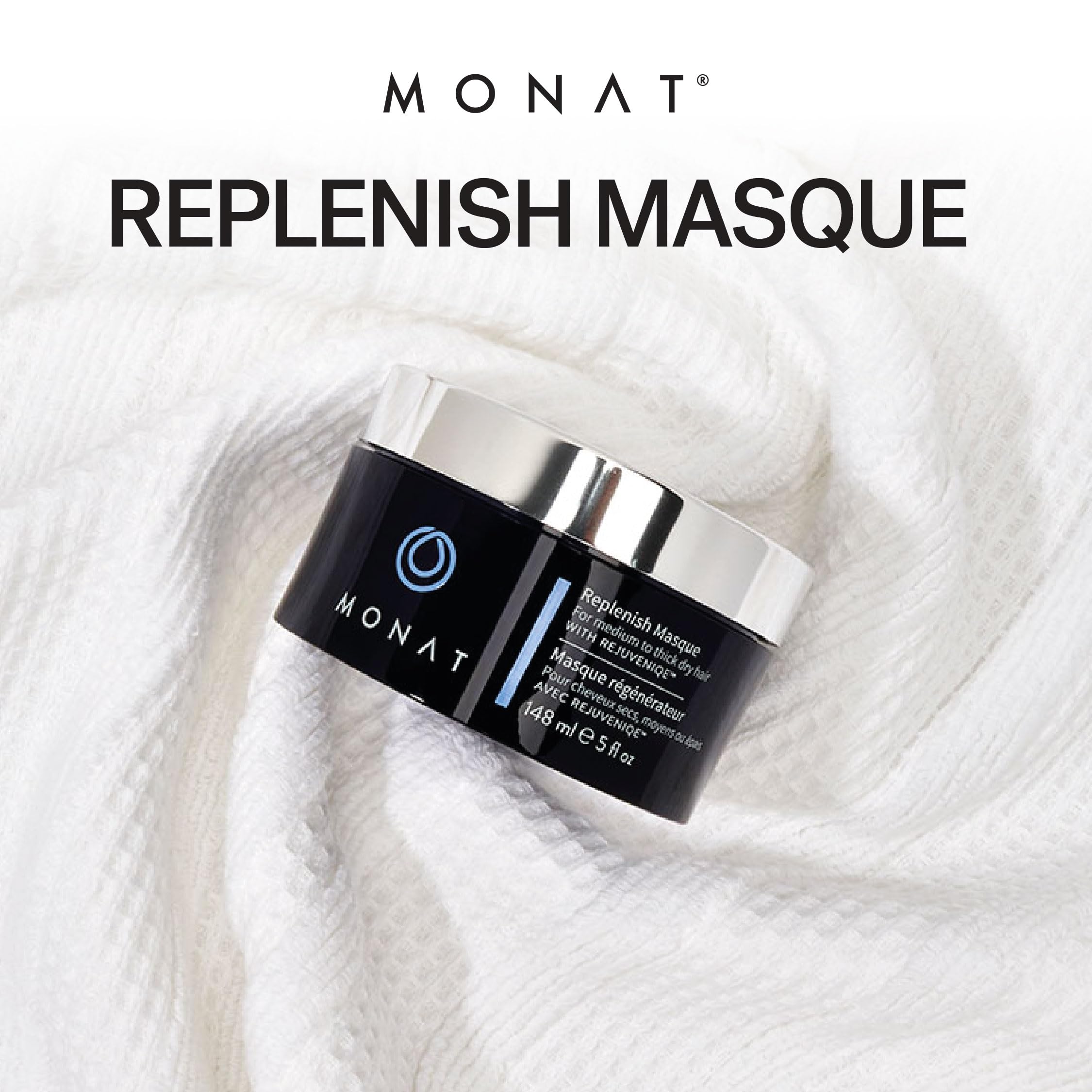 MONAT Replenish Masque pea extract highlights healthy-looking, soft hair.