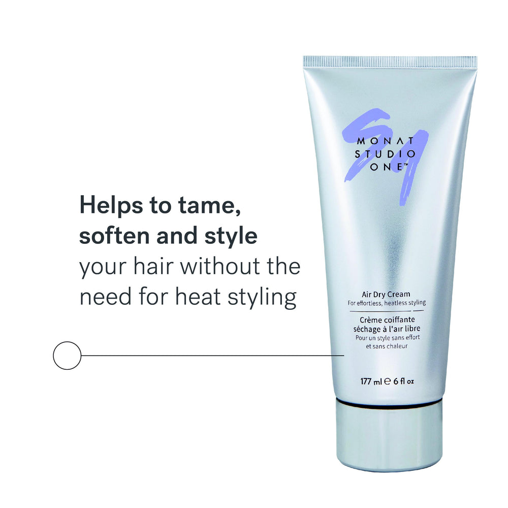 MONAT STUDIO ONE Air Dry Cream on hair displays natural movement and shine.