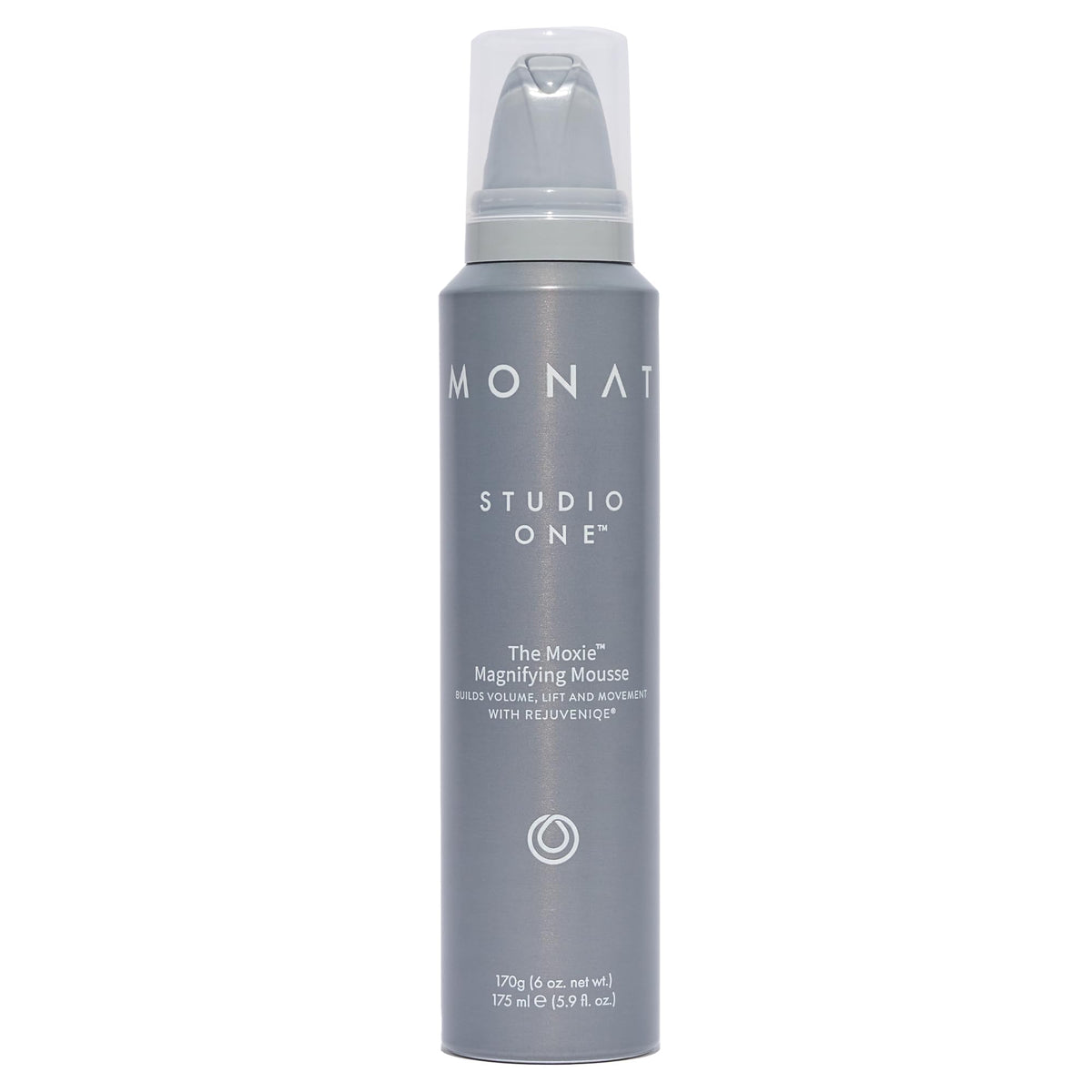 MONAT The Moxie Magnifying Mousse bottle for lightweight volume on fine hair.