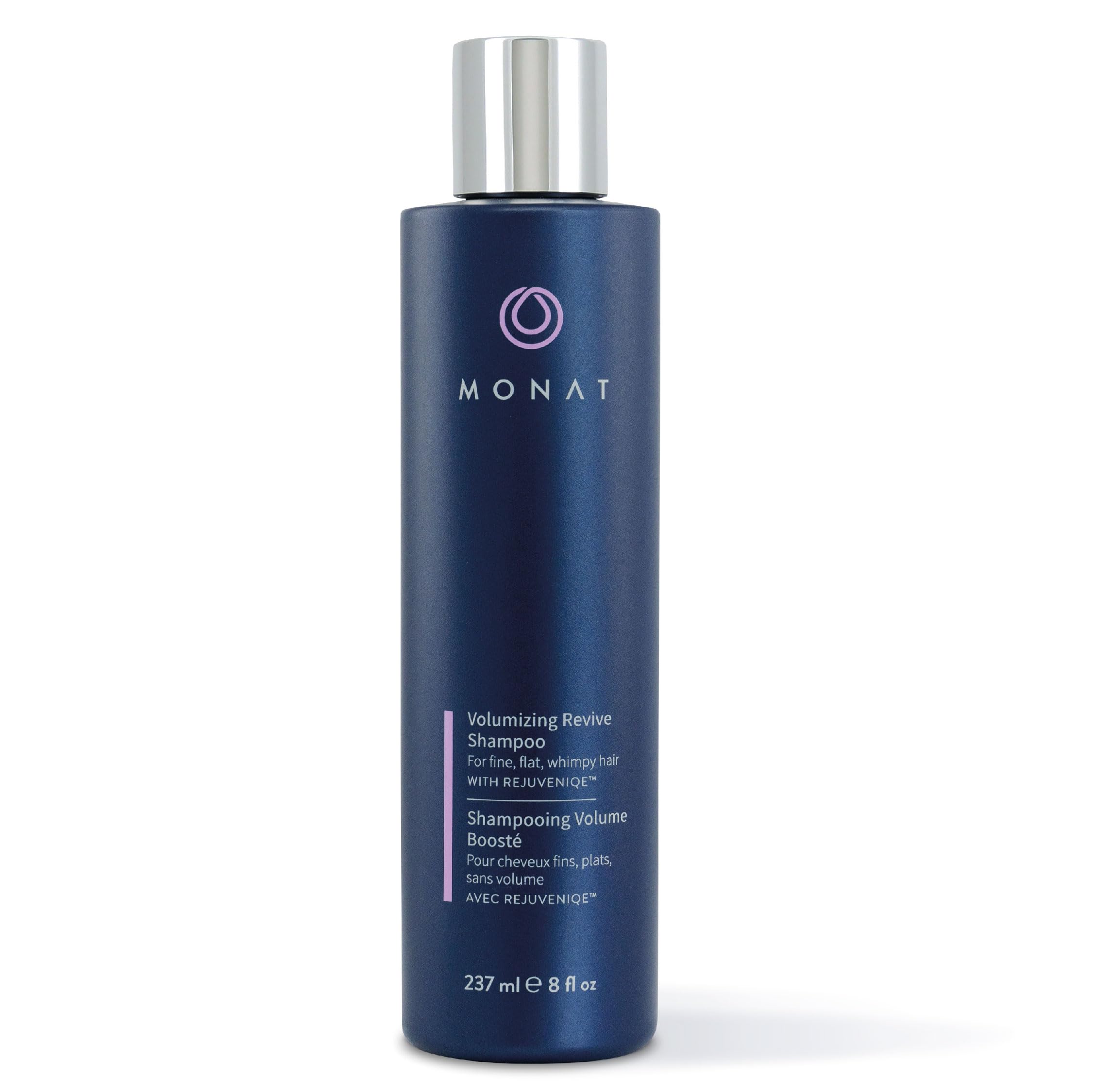 MONAT Volumizing Revive Shampoo bottle pour, weightless volume for fine hair.