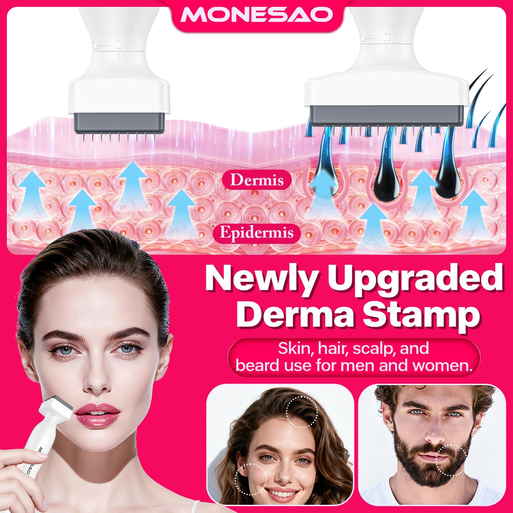 MONESAO Derma Stamp beard and scalp close-up supports daily grooming.