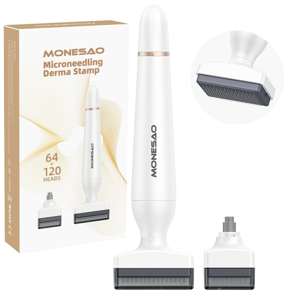 MONESAO Derma Stamp face close-up for smoother-looking skin.