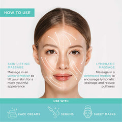 MonétBeauty Ice Globes in hand performing cooling massage targeting puffiness and circulation.